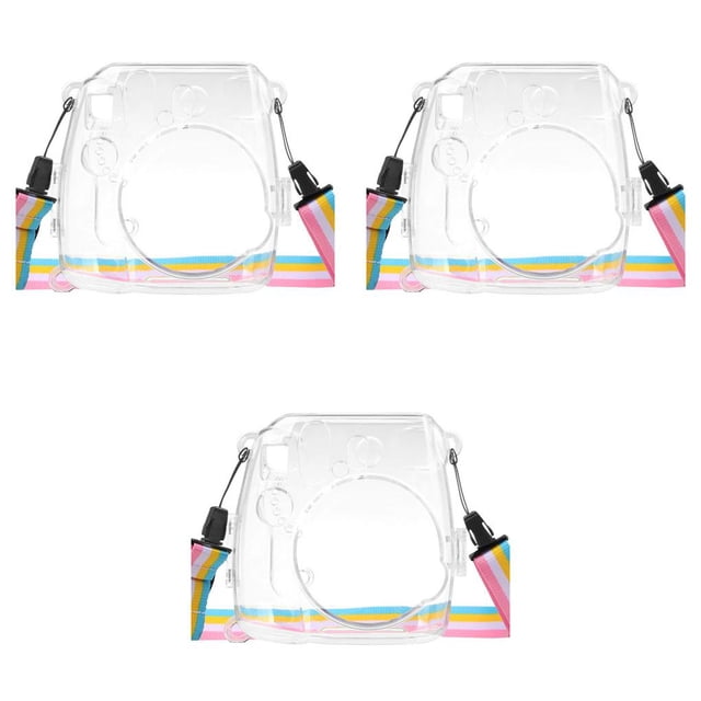 sweethay Instant Camera Cover Dust-proof Anti-scratch Portable with Case Carrier Strap Transparent Removable Travel Protector 3piezas