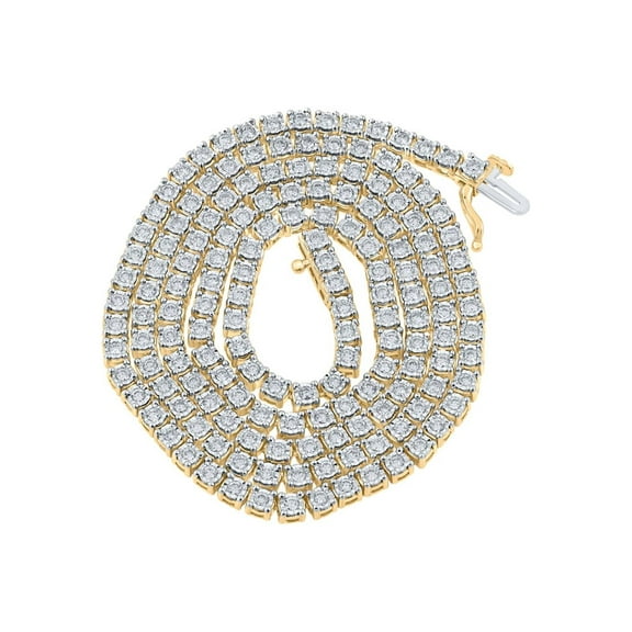Macey Worldwide Jewelry 10k Yellow Gold Mens Diamond 22-inch Link Chain Necklace 4-1/5 Ctw