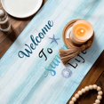 thumbnail image 3 of Summer Ocean Table Runner 70 Inches, Nautical Coastal Conch Starfish Coral Ombre Blue Bed Runner Dresser Scarves Tabletop for Indoor Outdoor Parties/Ceremony/Banquet, 13" x 70", 3 of 9
