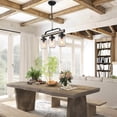 thumbnail image 2 of LNC 3-Light Black and Gray Farmhouse Linear LED Pendant with Mason Jar Glass, 2 of 13