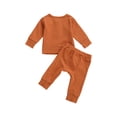 thumbnail image 2 of ITFABS 2Pcs Toddler Outfits, Solid-Color Long-Sleeves Top + Elastic-Waist Pants, 2 of 8