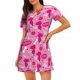 thumbnail image 1 of Balery Poodle Dog Camisón de manga corta con cuello redondo para mujer, cómodo y elegante., 1 of 6