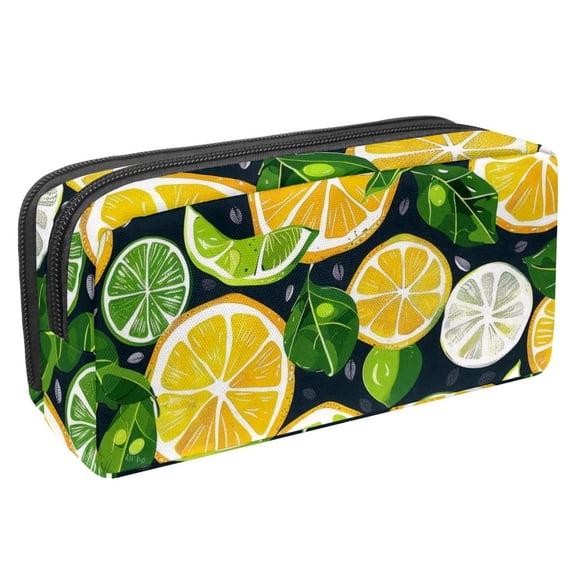MUOOUM Pencil Case, Lemon Lime Citrus Patterns Large Capacity Pencil Pouch Stationery Pen Bag