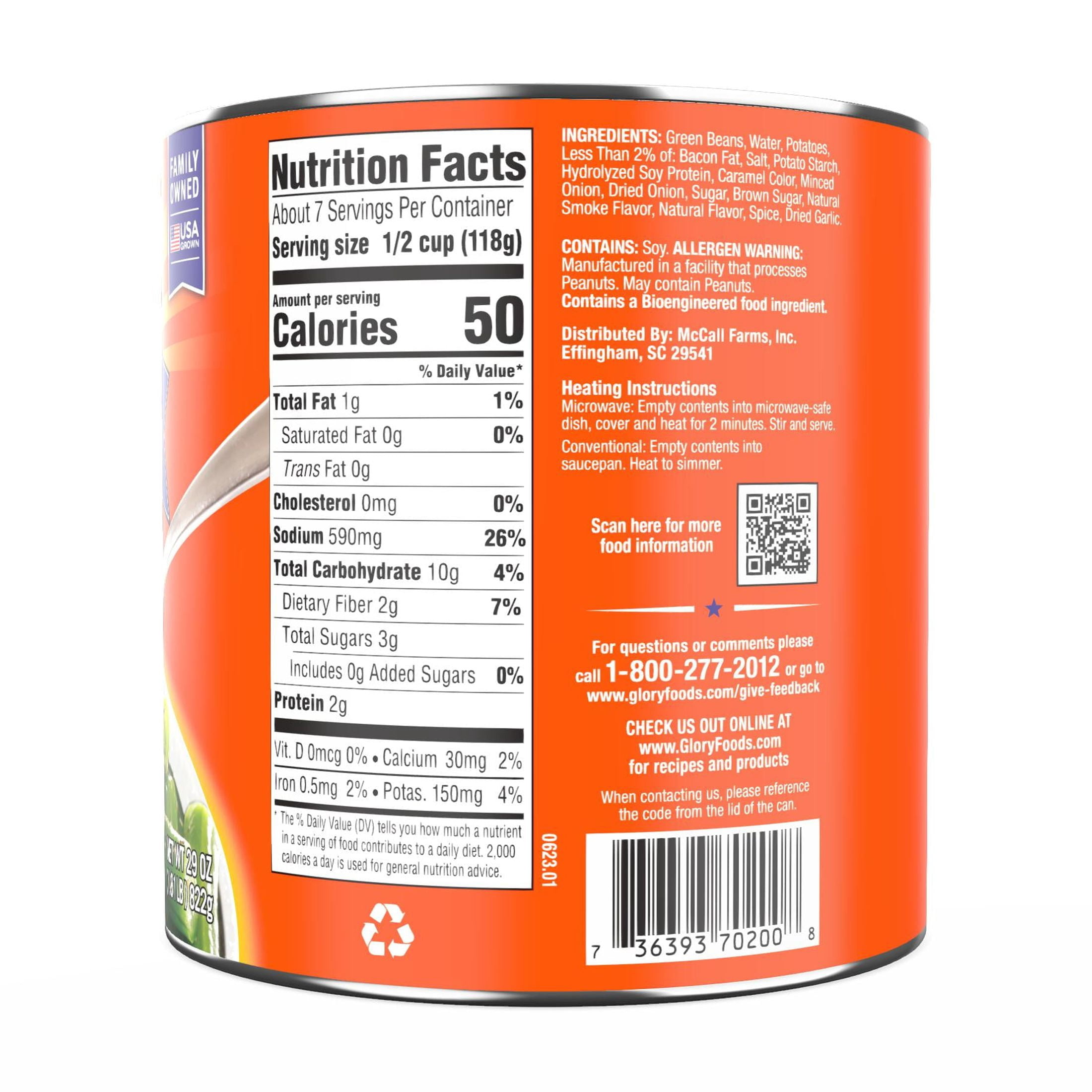 (4 pack) Glory Foods Seasoned Southern Style Green Beans With Potatoes, 27 oz., Can