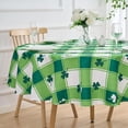 thumbnail image 3 of St Patricks Day 70 Inch Round Tablecloth Shamrock Green and White Buffalo Plaid Table Cloth - Polyester Fabric Irish Clover Table Cover Washable Waterproof for Spring Holiday Farmhouse Party Kitchen, 3 of 7