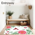 thumbnail image 3 of ODIKA 4'x6' Machine Washable Non-Slip Area Rug, Hummingbird Garden with Blooming Peony Botanical Illustrations High Traffic Rug with Pad, Pink, 477870, 3 of 8