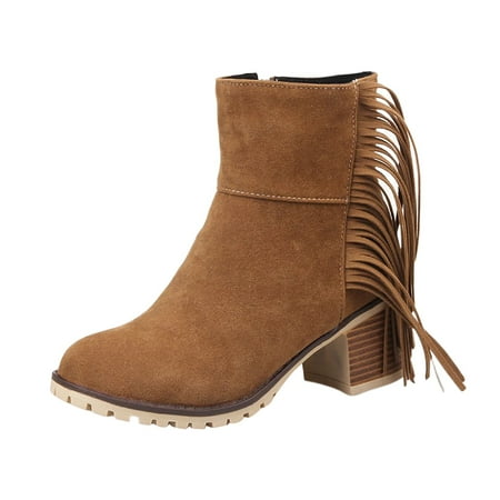 GHSOHS Cowboy Boots for Women Lace Up Boots Ankle Boots Shoes Suede Boots for Women Shoes Fashion Ankle Long Boots Thick High Heels Over Knee Pleated Suede Long Boots Western Cowgirl Boots Size 42