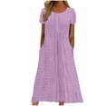 thumbnail image 2 of Awdenio Women Summer Maxi Dress Casual Comfy Cotton Beach Dress Loose Crew Neck Half Sleeve Sundress with Pockets, 2 of 7