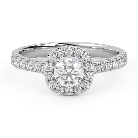 AFFY Half Eternity Halo Solitaire Engagement Rings for Women, IGI Certified 1.00 Carat (ctw) Round Cut Lab Grown Diamond Ring In 14K Solid White Gold F-G, VS-SI Quality Ring Size-4