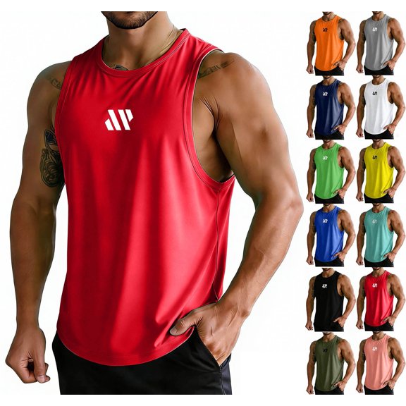 Danhjin Quick Dry Tank Tops for Men Gym Workout Summer Sleeveless Printed Pullover Tops Cool Fashion Casual Shirts, M to XXXXL