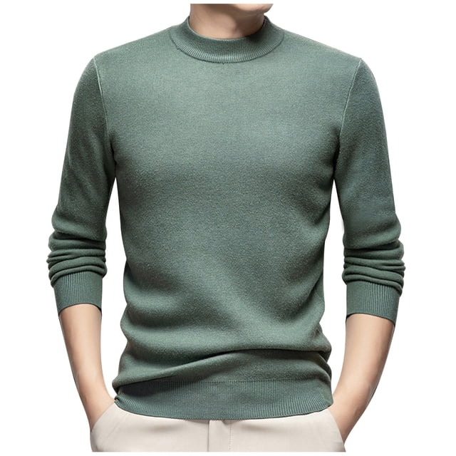 LOVZFMLL Sweaters for Men, Solid Color Acrylic Crew Neck Ribbed Pullover, Casual Basic Everyday Layering Shirt, Fall Clothes, Warm Winter Tops
