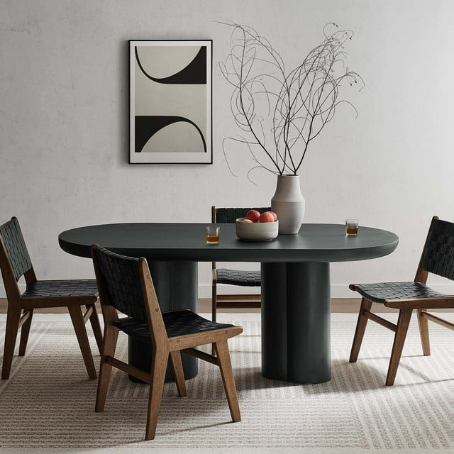 Modway Caspian Table à Manger Ovale en Béton de 72 Pouces en Noir