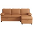 thumbnail image 5 of COPIAE 80” L Shaped Sofa Sleeper, 2 in 1 Pull Out Sofa Bed with Upholstered Cushion, Faux Leather Couch with Storage& Removable Armrest, Modern Comfort Sectional Couch Bed for Living Room Bedroom, 5 of 10