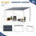 thumbnail image 3 of Leukture 8' x 12' Wall Mounted Lean to Metal Awnings with Sloped Roof Outdoor Patio Gazebo Awning for Backyard Deck White, 3 of 7