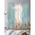 thumbnail image 2 of Coastal Sea Horse Sheer Curtains 84 Inch Length 2 Panels Set, Summer Coral Ocean Vintage Wood Voile Window Treatment Rod Pocket Curtains Sheers Drapes for Bedroom/Living Room/Kitchen 52"x84"x2, 2 of 7