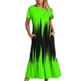 thumbnail image 2 of Pisexur Robe à Manches Courtes Col Rond Mode Femme Robe Imprimée Col Rond Blouse Femme, 2 of 5