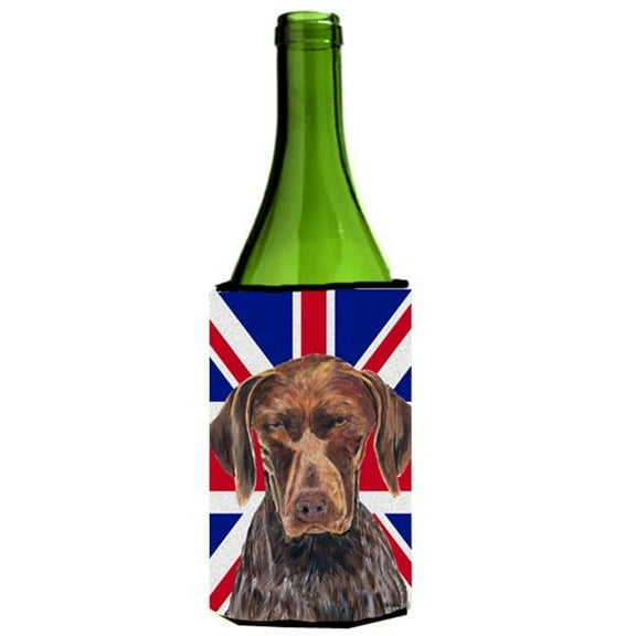 German Shorthaired Pointer With English Union Jack British Flag Wine bottle sleeve Hugger - 24 Oz.