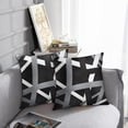 thumbnail image 3 of Set of 2 Throw Pillow Cover Gray Black Stripes Design Retro Decorative Pillow Case Striped Home Decor Square 18x18 Inch Cushion Pillowcase, 3 of 6