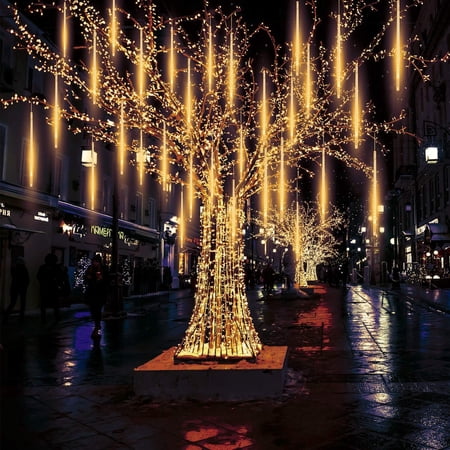 Sinhoon Meteor Shower Lights 30CM Snowfall Rain Icicle Drop 192LED Light For Holiday Xmas Party Outdoor Decor