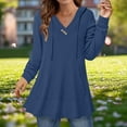 thumbnail image 2 of zbxnLI Long Sleeve Shirts for Women V Neck Fall Hoodies Loose Casual Tees Tunic Tops with Pocket, 2 of 7
