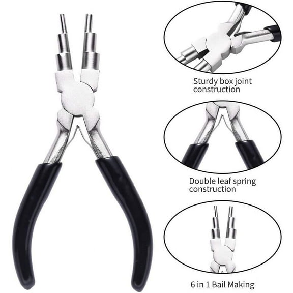 Wire Bending Pliers,6 Step Jewelry Bail Making Pliers, 3-9.5mm Wire Looping Forming Pliers with Non-Slip Handle Wire Wrapping Tools for Bails,Loops,Hooks,Jump Rings Fishing Hooks Jewelry Making