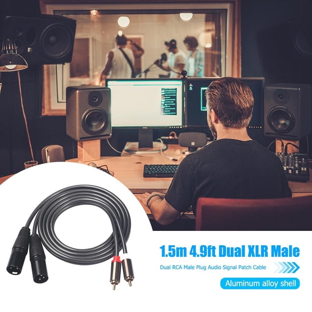 1.5M 4.9Ft Dual Xlr Macho A Dual Rca Male Plug Cable De Conexión De Señal De Audio