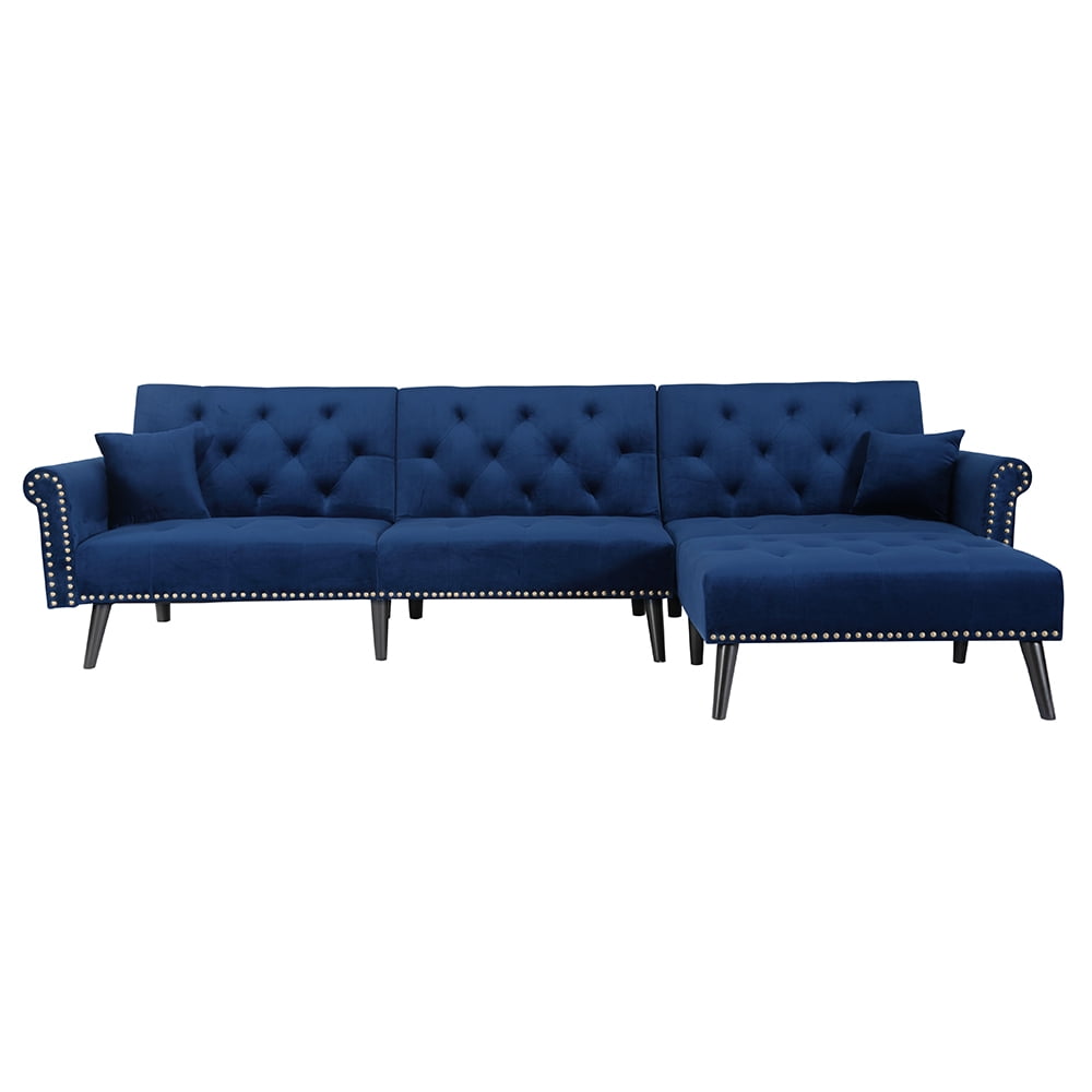 CJC Convertible Sofa Bed, Sleeper Modern Living Room Velvet Sofa Bed