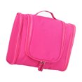 thumbnail image 3 of Bolsa de almacenamiento de artículos de tocador con 3 aberturas, gancho colgante impermeable, bolsa de maquillaje y cosméticos de viaje de gran capacidad, color rojo rosa, 3 of 5