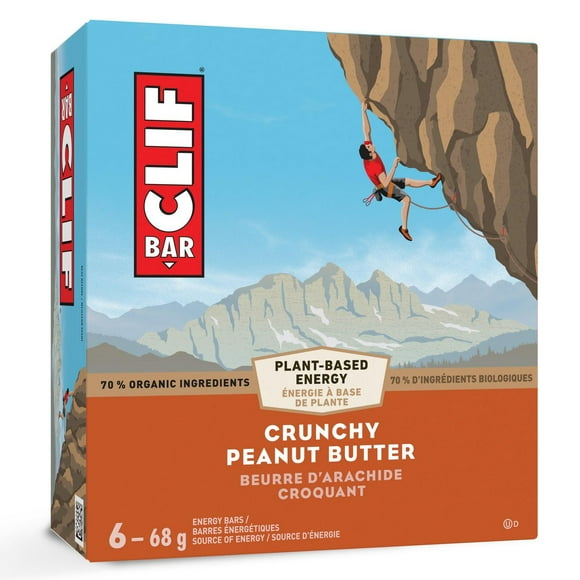 CLIF BAR, barre énergétique - beurre d’arachide croquant, 70 % d'ingrédients biologiques, sans arômes artificiels