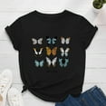thumbnail image 2 of Rutainlusire Womens Tops Clearance Women's Casual Loose Butterfly Print Round Neck Top T-Shirt, 2 of 3