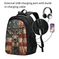 thumbnail image 2 of Horeoi American Flag Deer Art Print USB Backpack for Travel School Work with Laptop Compartment Charging Port and Anti-Theft Pocket, 2 of 3