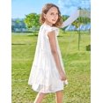 thumbnail image 4 of Oudiya Girls Summer White Dress Flared Sleeve Swiss Dots Party Pleated Dress for Kids 4-12Y, 4 of 8