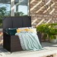 thumbnail image 3 of Costway Outdoor 50 Gallon Wicker Deck Box with Wheels & Liner, 3 of 10