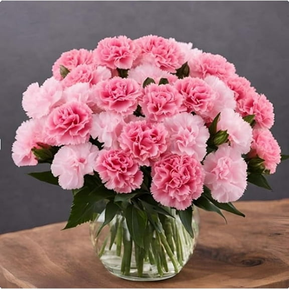 KaBloom: 24 Pink Carnation in vase, Next-Day Delivery, Gift for Every Occasion.
