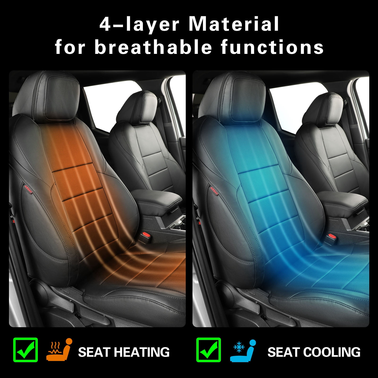 coverdream 2nd Gen Tacoma Seat Covers Custom Fit for 2012-2015 Toyota Tacoma Double Cab/Crew Cab Base (Regular Seats) - Breathable Leather (Full Set, Black/Red)