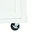 thumbnail image 3 of White Kitchen Cart with Rubber Wood Drop-Leaf Countertop, 5 Rolling Wheels, Internal Cabinet Door Storage Racks, Cabinet & 3 Drawers, for Kitchen & Dining Room, 3 of 17