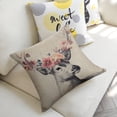 thumbnail image 4 of Deer flowers Linen toss pillowcase Decoration pillowcase Gift preferred 24x24" Cushion cover 1 set Sofa pillowcase Sofa bedroom living room car, 4 of 7