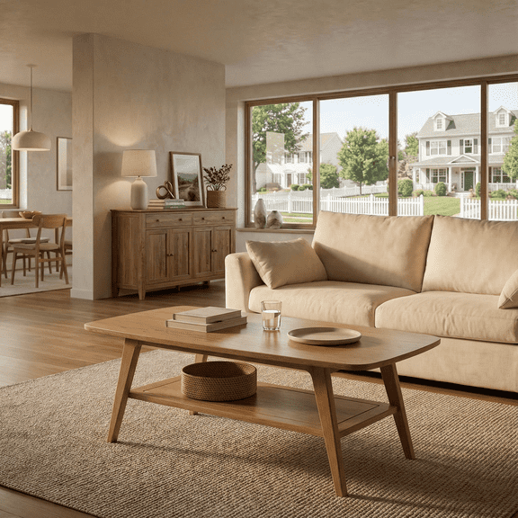 Qokori Wood Coffee Tables for Living Room: Coffee Table with Storage, Mid Century Modern Coffee Table Center Table for Living Room, Easy Assembly (Natural Color, 39.37")