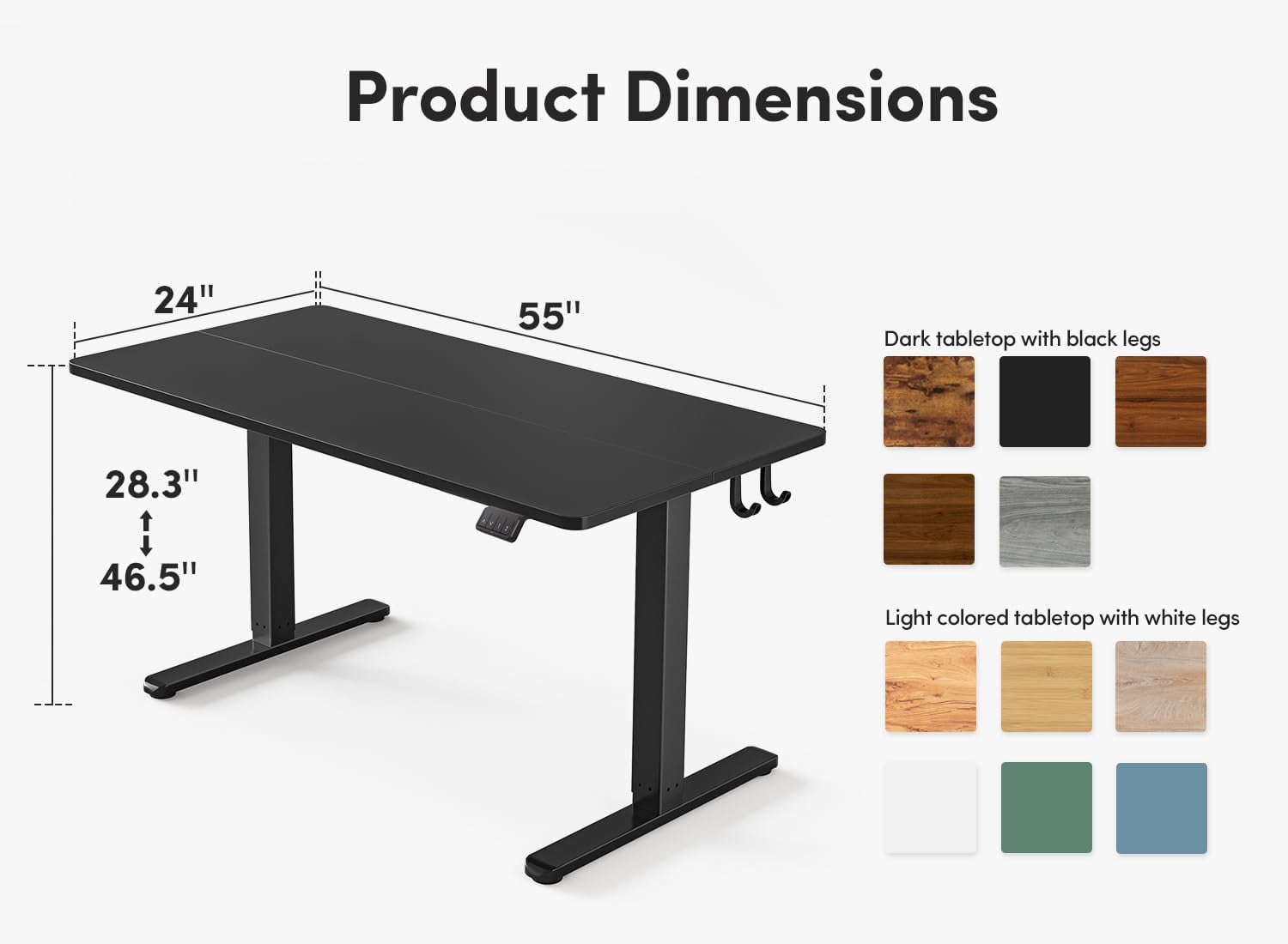 FEZIBO Electric Standing Desk, 55 x 24 Inches Height Adjustable Stand up Desk, Sit Stand Home Office Desk, Computer Desk, Black