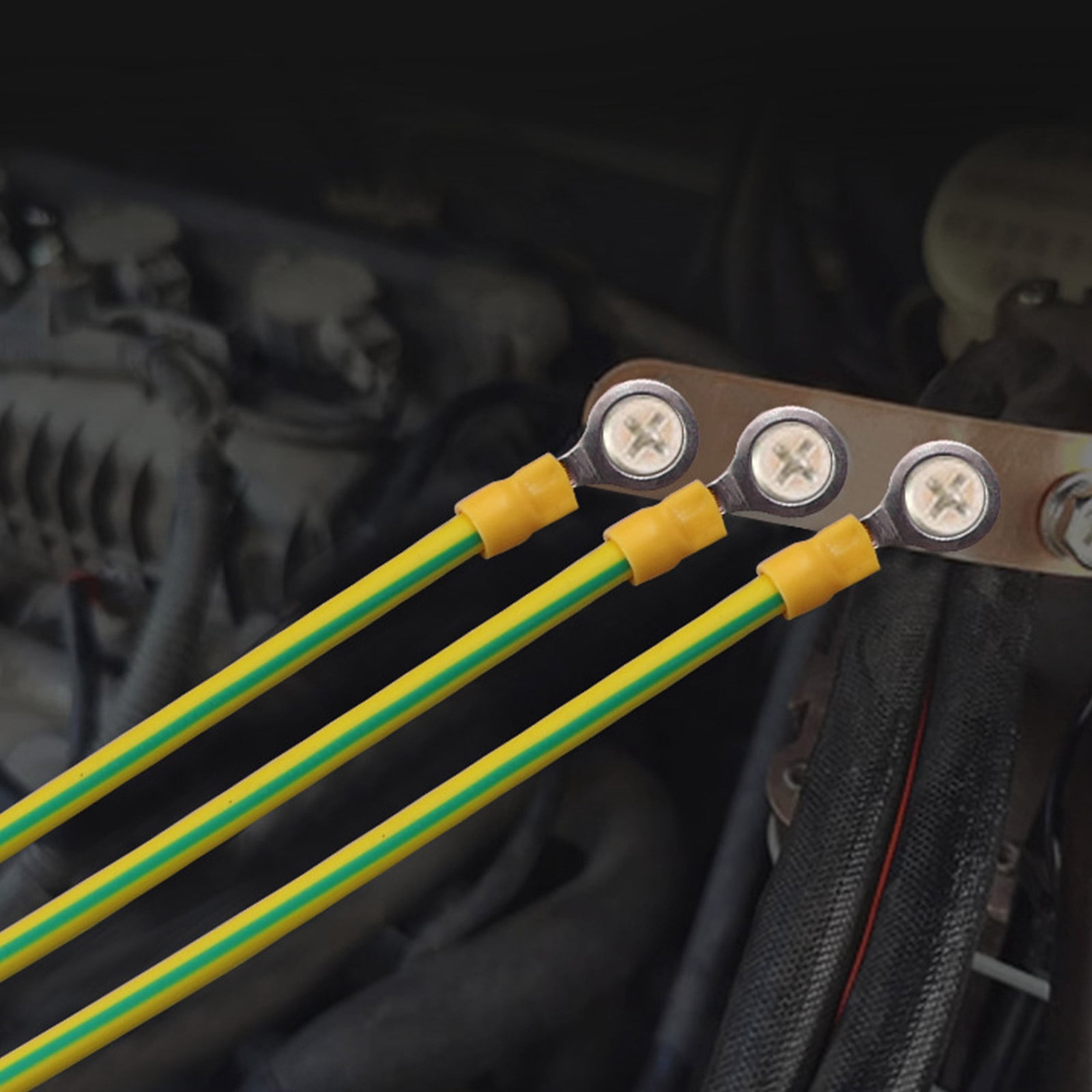 HEMLBOYW Bridge Jumper Yellow Green Grounding Wire Solar Photovoltaic Grounding Wire with 9mm Hole