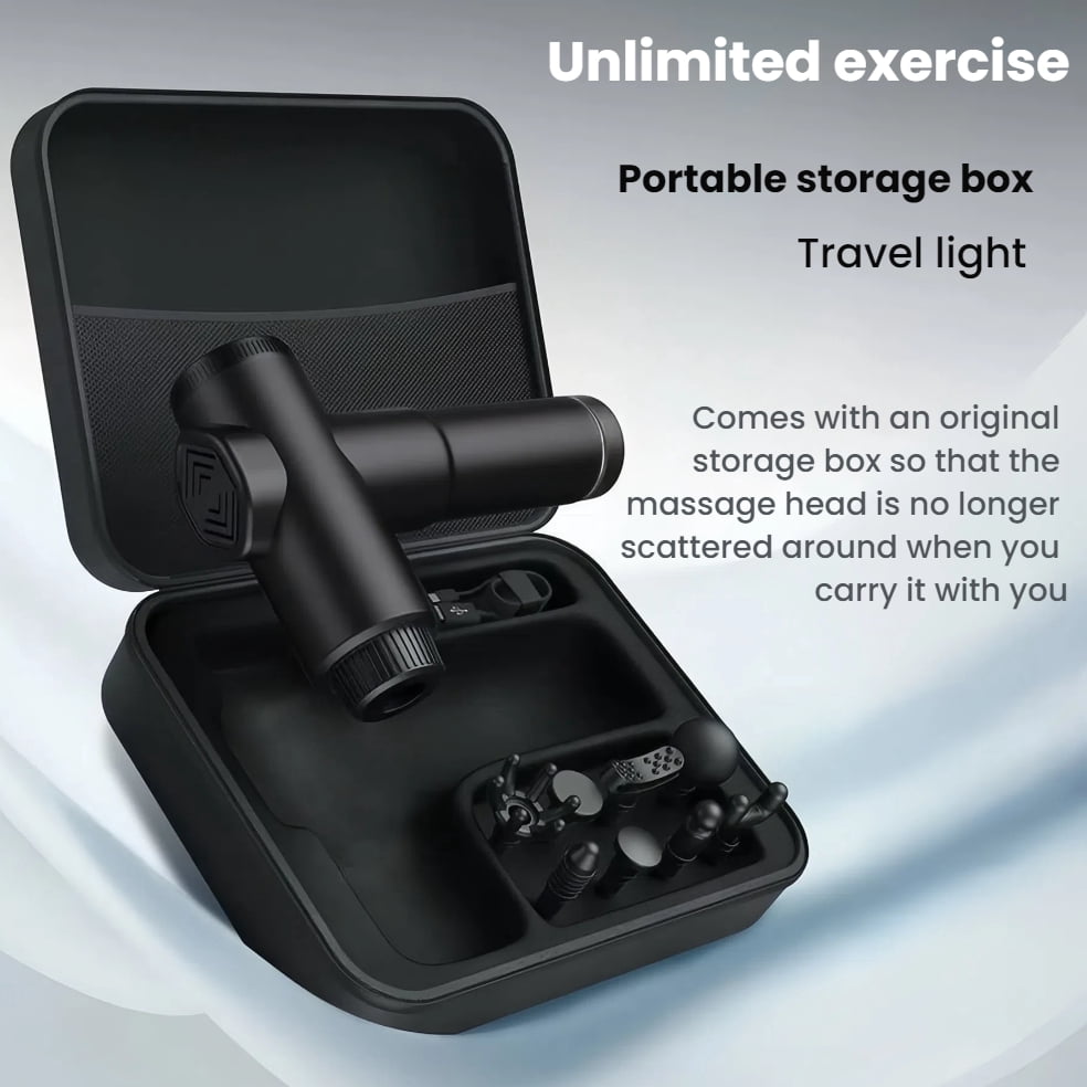 High Power Portable Massage Gun for Muscle Relaxation 8 Interchangeable Heads 99 Speed Settings Body Massager with Storage Bag