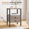 thumbnail image 2 of End Table with Charging Station and USB Ports, Side Table with 2 Drawers and Storage Shelf, Bedside Table for Small Spaces and Living Room, Greige and Black, 2 of 9