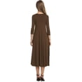 thumbnail image 4 of AURA Plus Size Women's 3/4 Sleeve A-line and Flare Midi Long Dress, 4 of 5