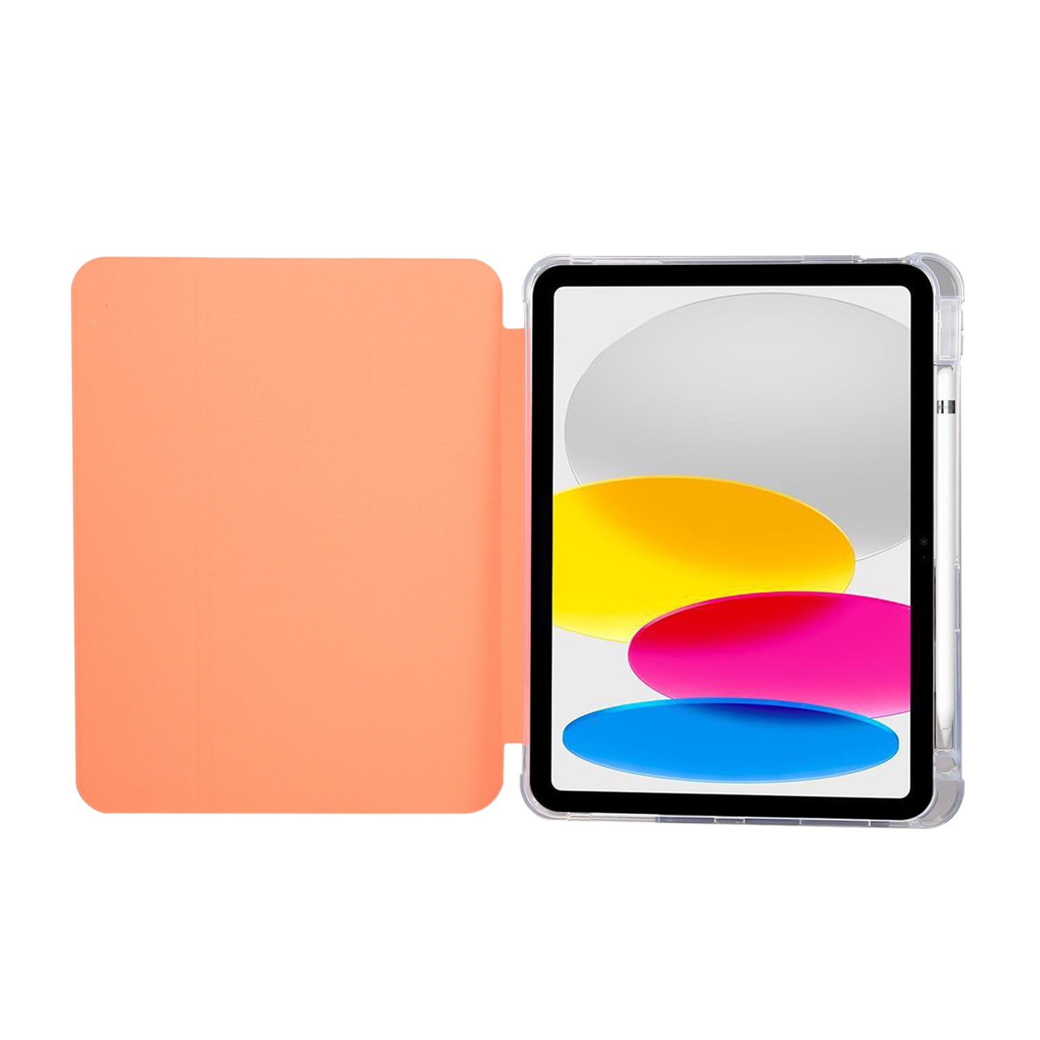 SaniMore for iPad 10th Generation 10.9" 2022 Case, Auto Sleep/Wake, Flexible TPU Case with Tri-Fold Kickstand & Pencil Holder Shockproof Protective Case for Women Men, Orange