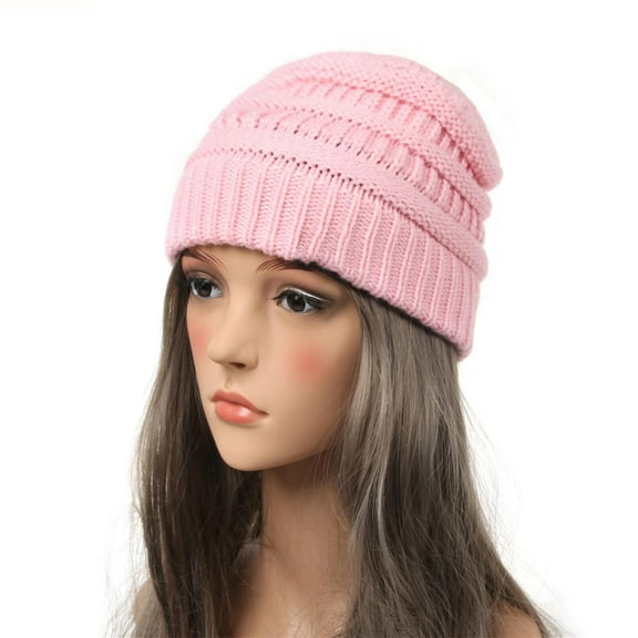 BLTIBY Cable Knit Slouchy Beanie for Women Winter Warm Trendy Oversized Slouch Hat Skull Ski Cap Hats Pink One Size