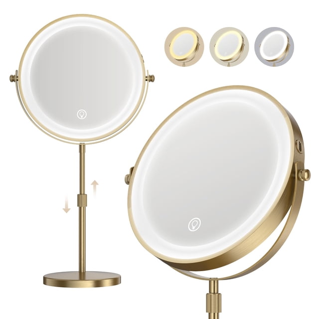 Espejo de maquillaje iluminado Dienmern 23 cm 5000 mAh 3 colores 360°
