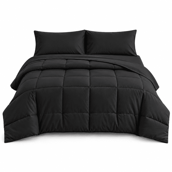 DBOZE Oversize King Bed in a Bag 5-Piece Comforter Set, All-Season Cotton Blend Bedding Set(Black,Oversize King)
