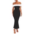 thumbnail image 1 of Vestido largo ZESICA 2025 para verano con hombros descubiertos, color negro, 1 of 9