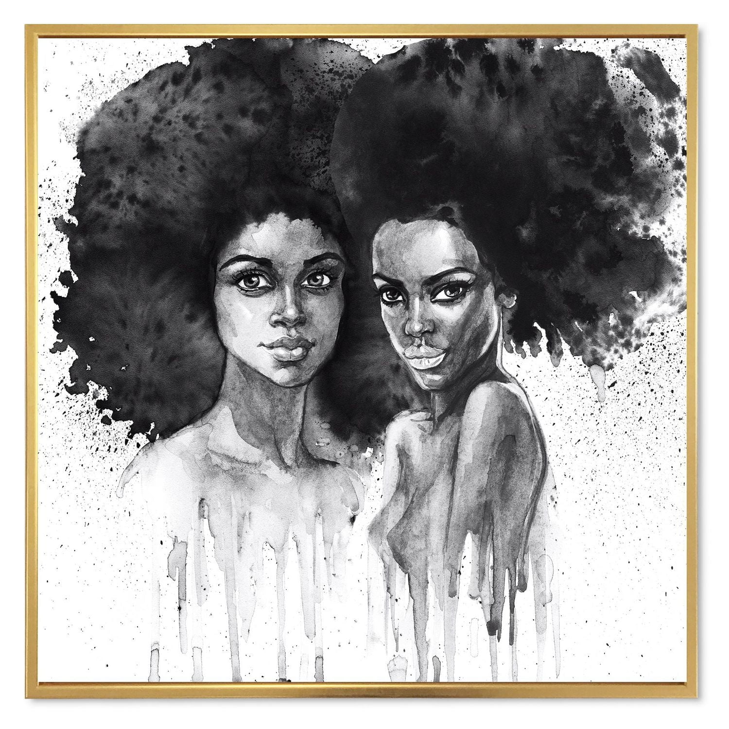 Designart Portrait of African American Woman XI FLOAT FRAME WALL ART