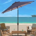 thumbnail image 2 of SAFAVIEH Outdoor Collection Athens 11-Foot Round Crank Umbrella Navy/White, 2 of 5